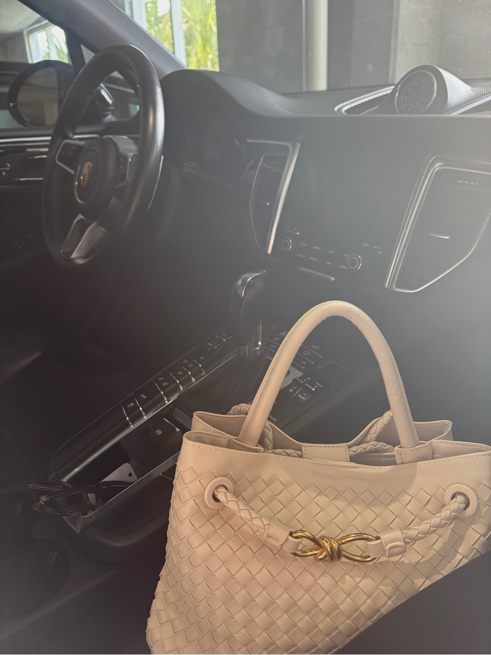 Marshalls Cream Woven Tote with Gold Accent